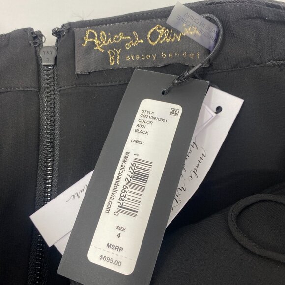 Alice + Olivia Serra Black Assymetrical High Low Skirt 4 NWT $695 - Picture 7 of 8